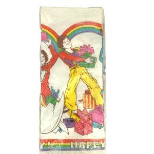 Vtg Mork Mindy Table Cover Paper Tablecloth from Ork Happy Birthday Rainbow Seal